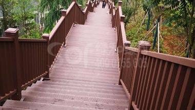 湖南婁底冷水江人民公園塑木地板欄桿案例